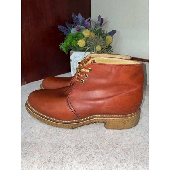 Rare Vintage Frye Womens Leather Boots 8D 1980s Made In USA Brown Ankle Chukka L - Picture 3 of 8